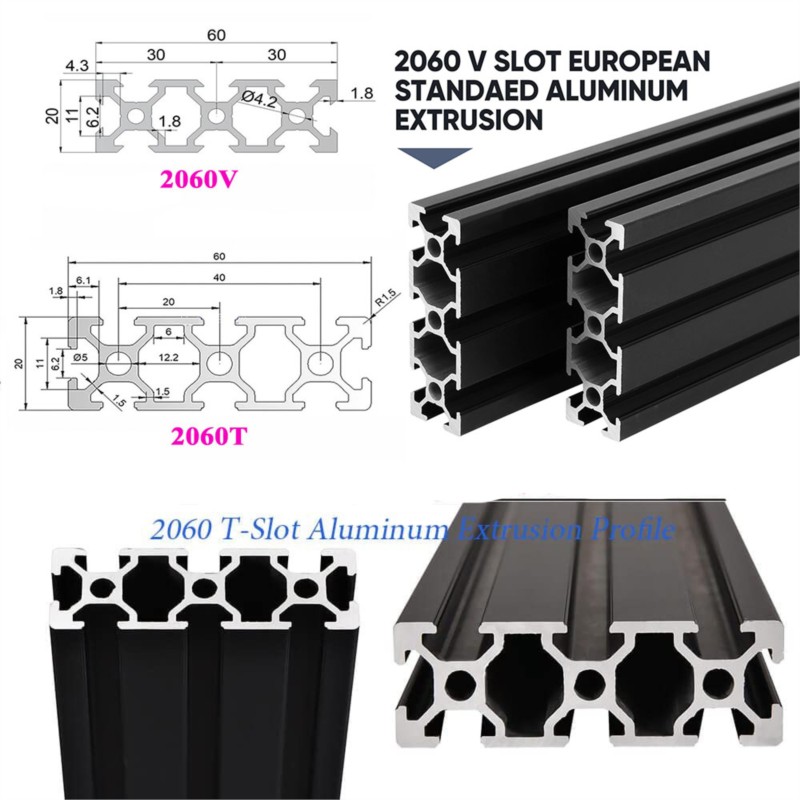 1Pcs Black Aluminum Profile 20 - V Slot Aluminum Extrusion ulasan dan harga