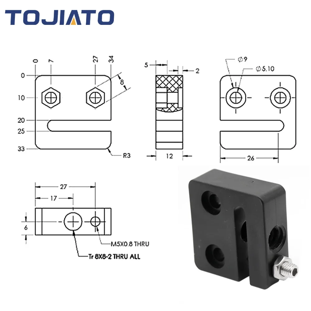 1-6pcs Anti-Backlash Nut Block - 3D Printer Cable Chain ulasan dan harga