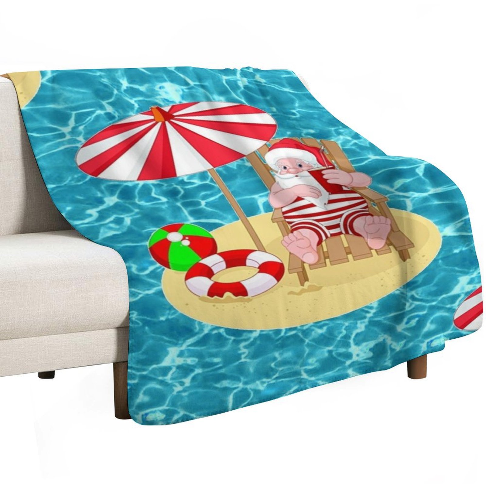 xmas beach santa claus Throw B - 3D Printing Xmas Ideas ulasan dan harga