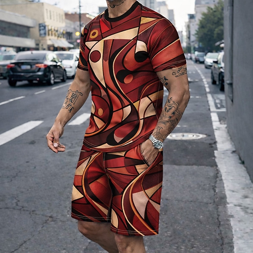 Men's 2pcs Tees Sets Summer To - 3D Printing Custom ulasan dan harga