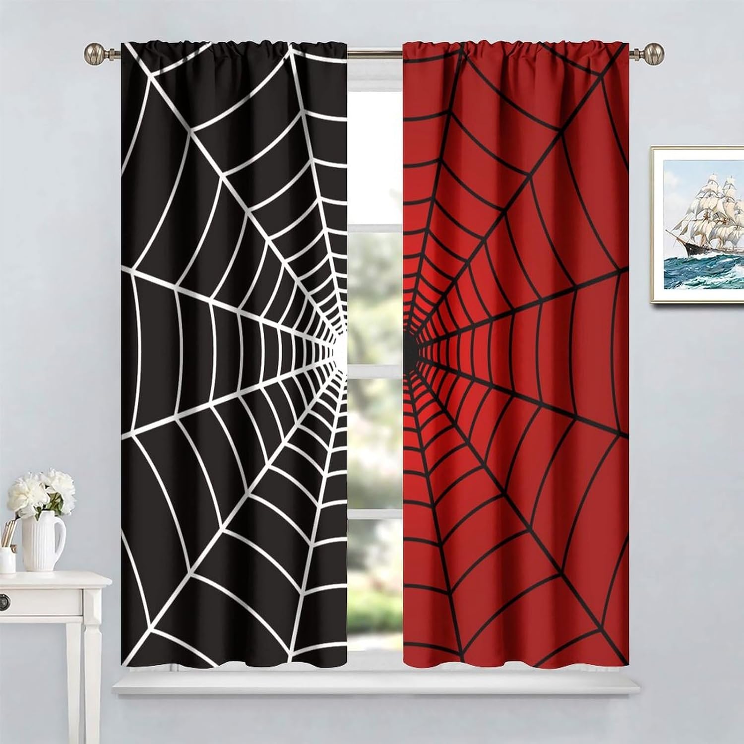 Spider Web Window Curtains, Bl - 3D Printing Web ulasan dan harga