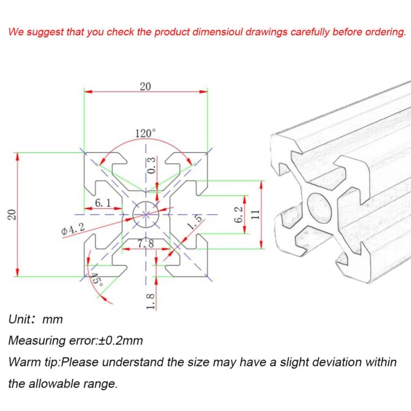 1/4PCS 2020 V-slot 2020V Europ - V Slot Aluminum Extrusion ulasan dan harga
