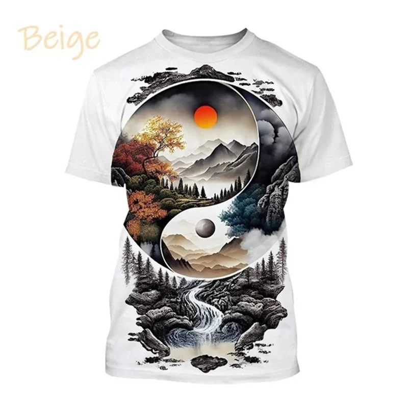Chinese Tai Chi Pattern T-Shir - 3D Printing Diagram ulasan dan harga